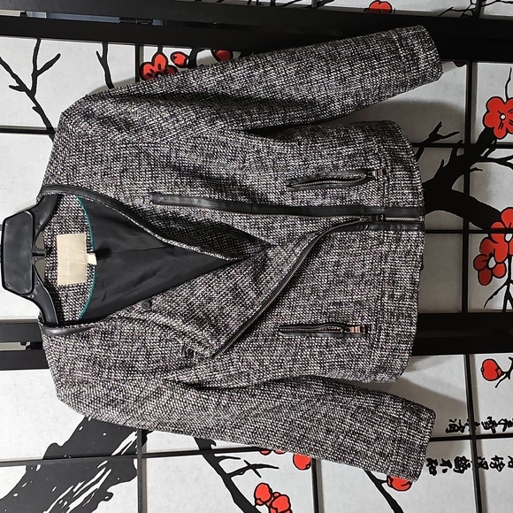 Banana Republic Black and Gray Tweed Zippered Jacket 2P Petite - Picture 6 of 6